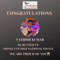 Congratulations to our own Yathish Kumar for securing the 1st Runner-Up position at the Monin Cup 2024 National Finals. His creativity and skill are a testament to our team's high standards.