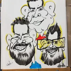 A caricature of three friends, showcasing my ability to handle group portraits with a sense of humor.