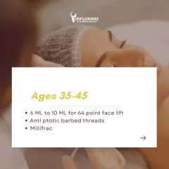 This graphic explains the typical amount of filler needed for a non-surgical facelift, which can also help improve the appearance of sagging skin associated with volume loss and scarring.