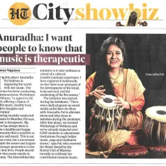 This newspaper article from the Hindustan Times captures my vision perfectly. My goal is to show that music is therapeutic, a powerful tool for creating a healthy, happy, and sensitive community.
