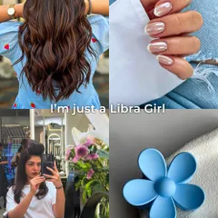 This Libra-inspired look features the incredibly popular glazed donut or chrome nail trend. It's a subtle yet stunning effect that gives a pearly, high-shine finish, perfect for a balanced and aesthetic style.