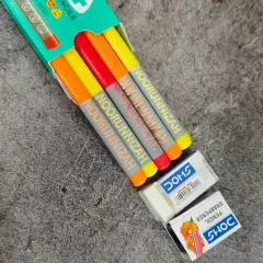 Make homework fun with these personalized pencils. This set from DOMS comes with a sharpener and eraser, and I can print a name on each pencil.