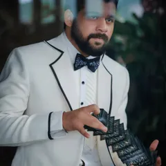 A close-up on the details: the patterned bow tie and the sharp lapels of the tuxedo I styled for Kshitish Date.