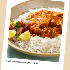 Our Kashmiri Chicken Curry with rice is a comforting lunch from our June menu. We've created a lighter version of this classic dish so you can enjoy the rich flavors without feeling heavy.