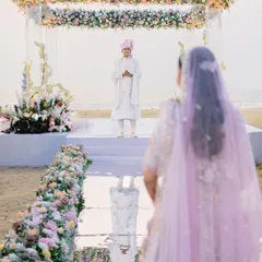 The groom waits at the end of a mirrored aisle on a pristine South Goa beach. This is the moment before the magic, where the destination itself holds its breath in anticipation.