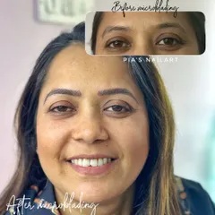 The goal here was to create natural-looking brows that nobody would know are microbladed. By carefully placing each hair stroke, I enhanced her existing shape and filled in sparse areas for a fuller, yet completely believable, result.