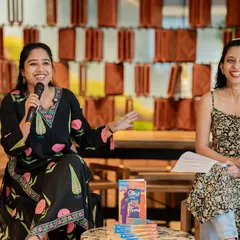 This is the joy we aim for. Author Stuti Changle sharing a laugh during our author interview session for her book. Our events are conversations, not formal interviews, creating a relaxed and genuine connection with the audience.