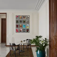 To celebrate Maddock's incredible legacy of over 35 films, I created this quiet tribute wall. Instead of a loud display, the film posters are arranged in a simple collage, framed by classic paneling. It’s a humble yet proud showcase of their work, reflecting an ethos of storytelling without pretense.