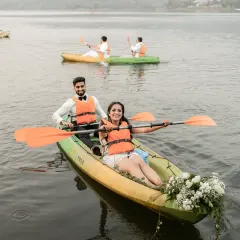 Who says you can't go kayaking on your wedding day? This couple turned their celebration into an adventure, a perfect reflection of their fun-loving spirits. We love capturing stories that are uniquely you.