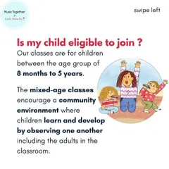My classes are for children from 8 months to 5 years. The mixed age environment is one of the key strengths of the program, as children learn from observing each other and the adults.