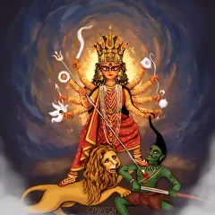 My digital illustration of Goddess Durga, showing both her power and her calm. Even while defeating Mahishasur, her expression is serene. This is my tribute to the divine feminine energy, recreated in a doodle inspired style.