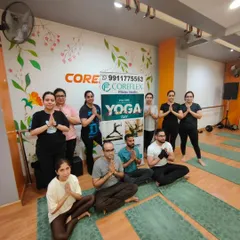 A moment of gratitude with our yoga tribe. This group photo after a fulfilling session captures the calm and connected energy we cultivate in every class.