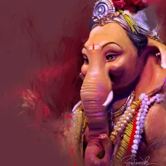 A close-up portrait of Lord Ganesha, capturing his gentle and wise expression. I used warm, expressive brushstrokes to convey the warmth and blessings he brings as the remover of obstacles.