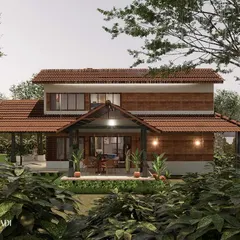 This residence showcases my approach to vernacular architecture, blending traditional forms with modern sensibilities. The design uses natural materials like terracotta tiles and wood, with a wrap-around veranda that integrates the home into its lush, green surroundings, creating a space that feels both timeless and contextually sensitive.