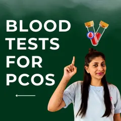 This is the first of a series explaining the essential blood tests for a PCOS diagnosis. Early diagnosis is crucial. I'm pointing to the tests that check hormone levels, thyroid function, blood sugar, and more.