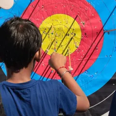 A close-up of a target during the U-13 trials, showing some impressive grouping.