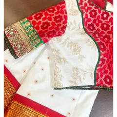 An amalgamation of colors, textures, and embroideries makes this saree blouse versatile enough to pair with multiple sarees. It features Benarasi and embroidered panels.