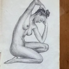 A sketch of a seated female figure in a moment of quiet contemplation. These early drawings were not just about anatomy, but about trying to capture a mood and a story within a single pose.