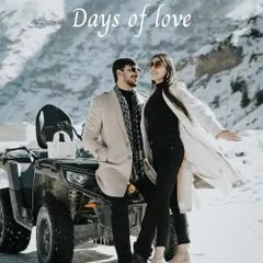 A stylish portrait of a couple posing next to an ATV in the snow, dressed in chic winter coats, blending adventure with fashion.