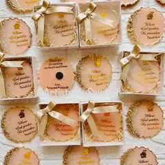 A collection of housewarming return gifts I made for a client in the USA. These custom magnets feature a message of faith and gratitude, beautifully packaged in individual gift boxes.