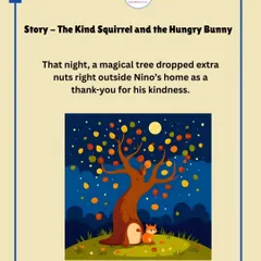 That night, something magical happened. A special tree dropped extra nuts right outside Nino's home as a thank you for his kindness to his friend.