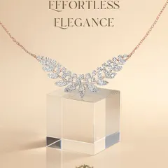 The kind of sparkle that fits seamlessly into every chapter of your story. This 'Effortless Elegance' necklace features a delicate, wing-like design crafted from marquise and round diamonds.