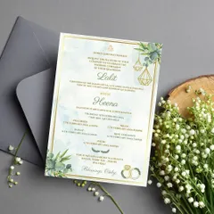 This is the full details page of the greenery themed wedding invitation. The elegant layout clearly presents all the ceremony information while maintaining the minimal, botanical aesthetic of the suite.