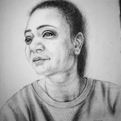 A realistic pencil sketch capturing a candid, thoughtful expression. I focus on the subtle shading around the eyes and mouth to convey emotion and personality.