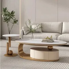 A variation of my sculptural table design, this one incorporates a concealed storage unit within the base, blending beautiful form with practical function.