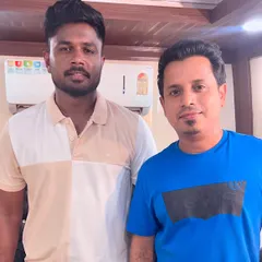 A great moment with the captain, Sanju Samson. It's always a pleasure to provide grooming for this true legend on his various shoots and ad campaigns.