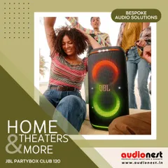 Get the party started with the JBL Partybox Club 120. This speaker delivers powerful JBL Pro Sound, a dynamic light show, and up to 12 hours of playtime. It's perfect for get-togethers and small parties where you want big sound and a fun vibe.