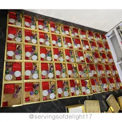 A large batch of my Diwali hampers ready to go. Each box contains a unique assortment of edible crackers, all made from chocolate.