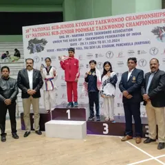 The podium finish at the National Sub-Junior Poomsae Taekwondo Championships. This is the result of countless hours of practice and dedication to the art of Poomsae.
