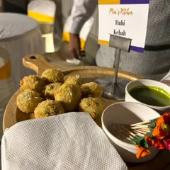 Dahi Kebabs being served at a Diwali terrace party. These creamy, melt-in-your-mouth kebabs are a festive favorite and a perfect appetizer for any celebration.