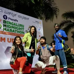 A wonderful moment with fellow instructors at the Bengaluru Midnight Marathon. Events like these bring the fitness community together and create an amazing experience for everyone.