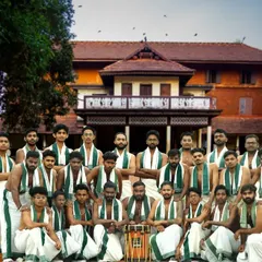 Our full squad, Mahadeva Kalasamithi. We are a large, coordinated team of dedicated percussionists, ready to bring the thunder of a traditional Melam to your event in Bangalore.