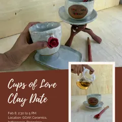 Join our 'Cups of Love' workshop to create a cozy cup and saucer set. This is a great way to spend an afternoon, whether you come solo or with a loved one, and you'll leave with a piece you made yourself.