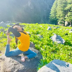 When you listen to yourself, everything comes naturally. Here, I am in Eka Pada Rajakapotasana (One-Legged King Pigeon Pose) amidst the serene greenery, feeling a deep sense of inner will.
