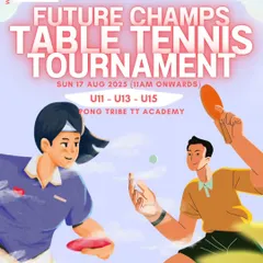 Our 'Future Champs' series is designed specifically for young players. This table tennis tournament for U11, U13, and U15 players uses a league-cum-knockout format to ensure everyone gets valuable match experience.