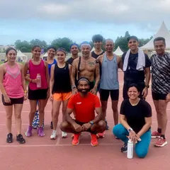 Track Tuesday is a staple in our training week. Here's part of the group after a tough speed session at JLN Stadium, getting stronger together.