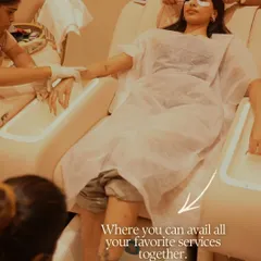 A client enjoying multiple treatments in our state-of-the-art pedicure and manicure station. The ergonomic chairs and dedicated technicians ensure you can relax completely while we take care of everything.