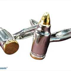 These novelty cufflinks are designed in the shape of bullets, with a two-tone silver and gold finish. They offer a unique and edgy accessory for those with a bold sense of style.