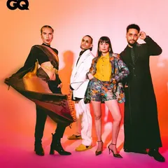 A group shot from the GQ Best Dressed list, where I wore my staple Suket Dhir brocade suit.