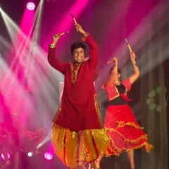 Nothing says celebration like a vibrant Dandiya performance. This moment is from a professional stage show in Estonia, capturing the joy and color we bring to cultural events, weddings, and sangeet nights. We make traditional dance accessible and fun for everyone.