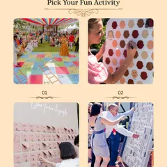 A wedding is also about having fun! We can organize a variety of fun activities for your guests, from giant snakes and ladders to interactive guest books, ensuring everyone has a memorable and engaging time.