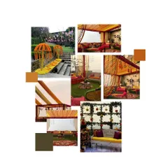A physical mood board I created for a traditional, vibrant event. It helps the client and me to visualize how different elements, from floral setups to seating, will come together.