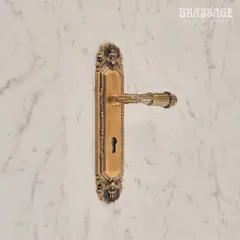 From our Mumtaz Collection, this door lever on a long plate showcases vintage-inspired design with its detailed backplate and elegantly shaped handle. Finished in Antique Brass, it is a testament to luxury and sophistication.