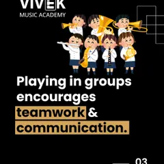 Music is often a team sport. Playing in ensembles and groups, as depicted here, teaches our students valuable teamwork and communication skills as they learn to listen to each other and create something together.