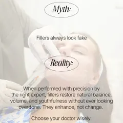 Many people fear that fillers always look fake. The reality is that in the hands of an expert, fillers restore natural balance and volume. They are meant to enhance your features, not change them, for a result that is never overdone.