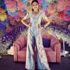 This Indo-western jumpsuit is a perfect example of fusion wear. I used a beautiful brocade fabric to create this stylish and comfortable outfit, ideal for a sangeet or mehendi function.